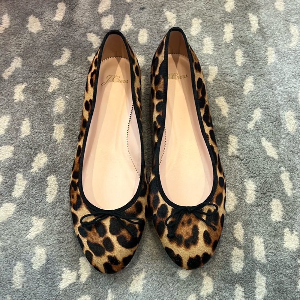Never worn, J Crew leopard print ballet flats, women’s size 9